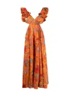 ZIMMERMANN WOMEN'S GINGER FRILL MIDI DRESS IN ORANGE