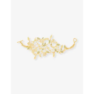 Zimmermann Womens Gold Green Bloom Crystal-embellished 12ct Yellow Gold Plated-brass Cuff