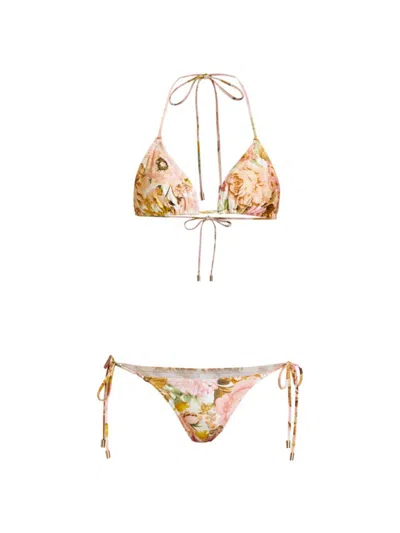 Zimmermann Women's Golden Triangle Bikini Set In Pink Rose