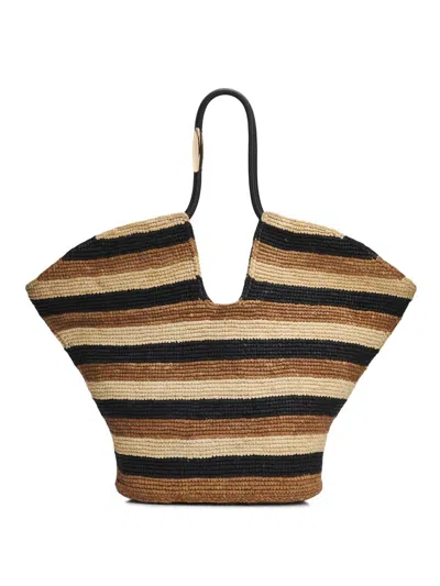 Zimmermann Women's Goldentime Large Striped Handwoven Raffia Tote Bag In Black