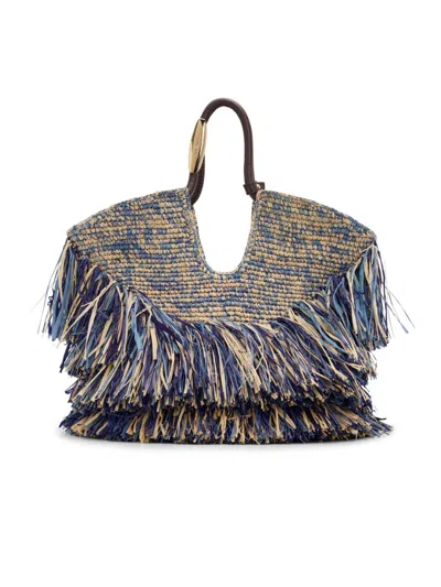 Zimmermann Women's Goldentime Small Fringed Tote Bag In Blue