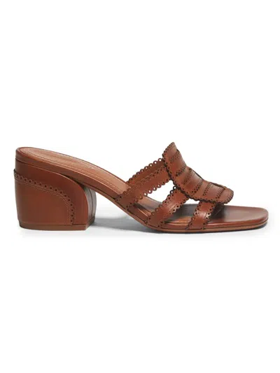 Zimmermann Women's Goldie 65mm Scalloped Leather Sandals In Brown