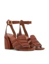 Zimmermann Leather Sandals With Block Heel And Open Strap In Nude