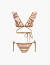 Zimmermann Womens Gold Multi Stripe Striped Ruffle-trim Bikini Set In Gold Multi Stripe