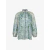 ZIMMERMANN WOMENS OTTIE PAISLEY-PRINT RAMIE SHIRT GREEN PAISLEY