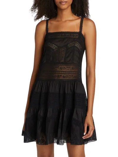 Zimmermann Women's Halliday Cotton Lace Minidress In Black