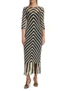 Zimmermann Midi Black And White Dress With Chevron Motif In Crochet Woman In Multi