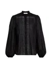 Zimmermann Women's Halliday Lace Trim Shirt In Black