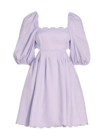 Zimmermann Women's Halliday Linen Scallop Minidress In Lilac