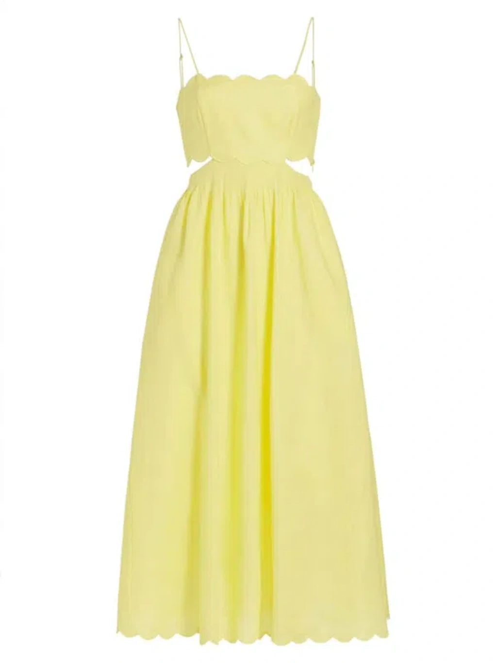 Zimmermann Halliday Scallop Midi Dress In Yellow | ModeSens