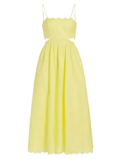 Zimmermann Halliday Scallop Midi Dress In Yellow