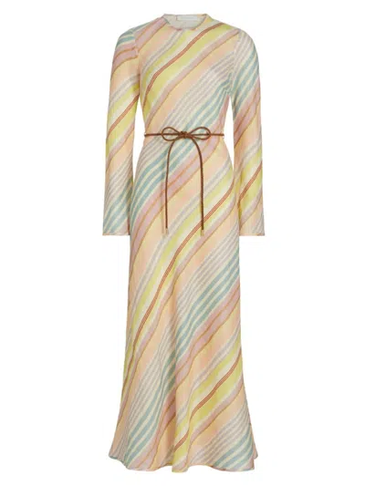 Zimmermann Women's Halliday Striped Linen Maxi Dress In Multi Stripe