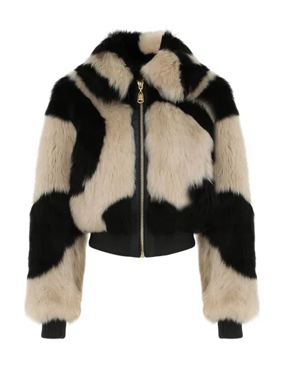 Zimmermann Illustration Swirl Shearling Fur Jacket In Multi