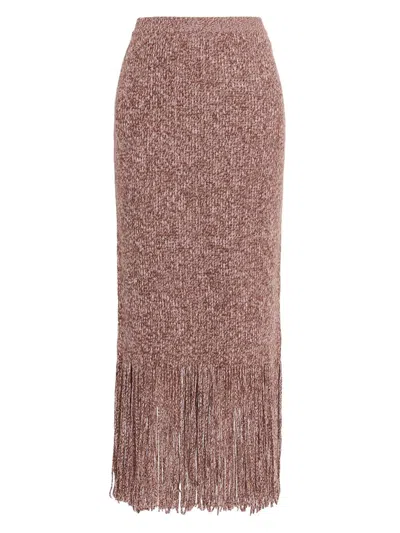 Zimmermann Women's Hypnotic Fringe-trim Wool Midi-skirt In Brown