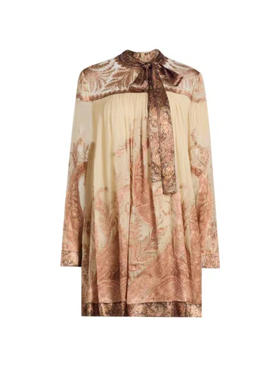 Zimmermann Women's Hypnotic Paisley Burnout Shift Minidress In Brown