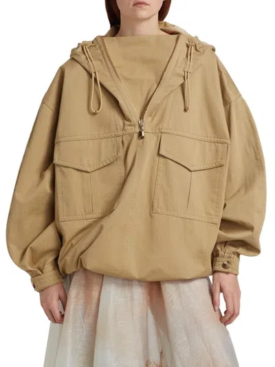 Zimmermann Illuminate Cotton-twill Jacket In Brown