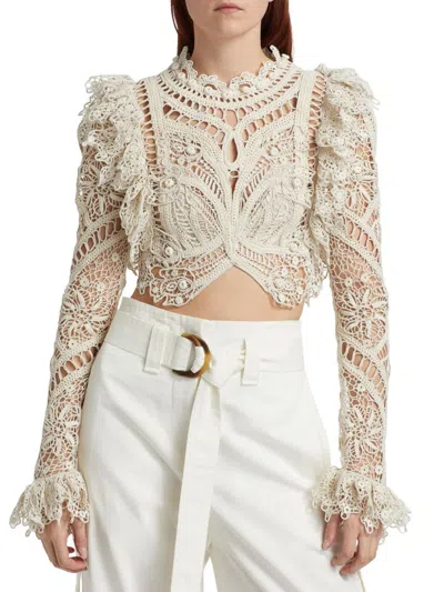 Zimmermann Women's Illuminate Cornelli Lace Top In White