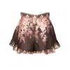 Zimmermann Womens Black Floral Illuminate Flutter Floral-print Silk And Cotton-blend Shorts Xs