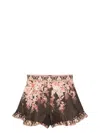 Zimmermann Womens Black Floral Illuminate Flutter Floral-print Silk And Cotton-blend Shorts Xs