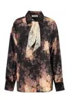 Zimmermann Illustration Lace-trimmed Floral-print Silk Crepe De Chine Shirt In Black