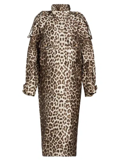 Zimmermann Women's In Illustration Leopard-print Twill Trench Coat In Chocolate