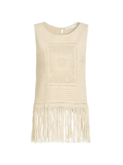 Zimmermann Women's Indra Crochet Fringe Cotton Tank In Neutral