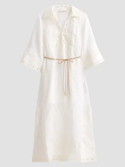 Zimmermann Indra Floral Embroidered Sheer Maxi Dress In White