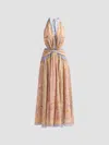 Zimmermann Womens Pink Scarf Floral Indra Printed Halter-neck Silk And Cotton Maxi Dress In Multi