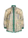 Zimmermann Indra Printed Metallic Cotton And Silk-blend Blouse In Neutral