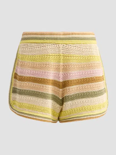 Zimmermann Womens Multi Indra Stripe Crochet Cotton Shorts Xs