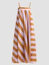 Zimmermann Indra Striped Spaghetti-strap Midi Dress In Multi