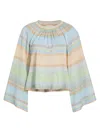Zimmermann Indra Stripe Bell-sleeve Top In Multi