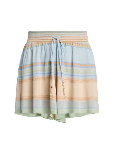 Zimmermann Women's Indra Striped Flounce Shorts In Multi