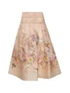 Zimmermann Women Ivory Linen And Silk Drawn Illuminate Midi Skirt In Neutral