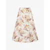 Zimmermann Jupe Midi À Motif In Ivory Tropical Floral