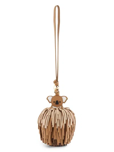 Zimmermann Women's Koala Fringed Leather Bag Charm In Brown