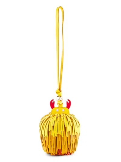 Zimmermann Women's Koala Fringed Leather Bag Charm In Yellow