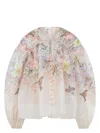 Zimmermann Illuminate Pleated Floral-print Linen And Silk-blend Blouse