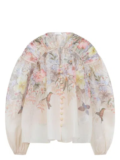 ZIMMERMANN WOMEN'S LINEN AND SILK BLEND BLOUSE SHIRT