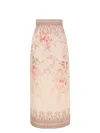 Zimmermann Women Pink Linen Illuminate Midi Pencil Skirt In Neutral