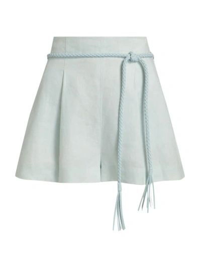 Zimmermann Women's Linen Tie-waist High-rise Shorts In Mint