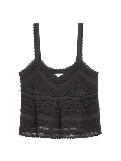 Zimmermann Women's Lucky Lace Knit Tank Top In Black