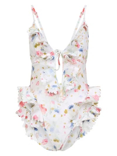 Zimmermann Women's Lucky Waterfall Frill One-piece | Size 3 | 4620wss252