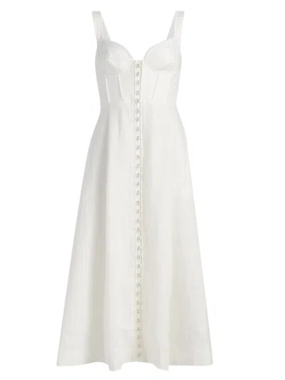 ZIMMERMANN WOMEN'S LUNA BUTTONED LINEN PICNIC DRESS