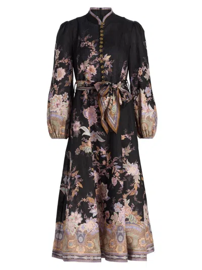 Zimmermann Women's Luna Floral Linen Midi-dress