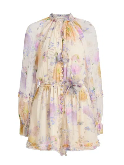 Zimmermann Women's Luna Floral Ruffle Playsuit