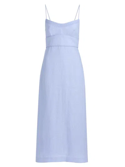 Zimmermann Women's Luna Linen Midi-dress In Sky