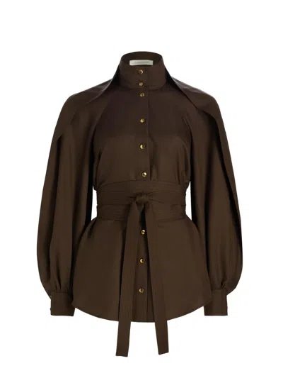 Zimmermann Women's Luna Obi Silk Tunic In Brown