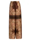 Zimmermann Womens Caramel Paisley Luna Wide-leg Silk Trousers Xl In Brown