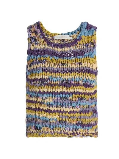 Zimmermann Women's Luna Striped Ribbon-knit Cotton Tank In Multi
